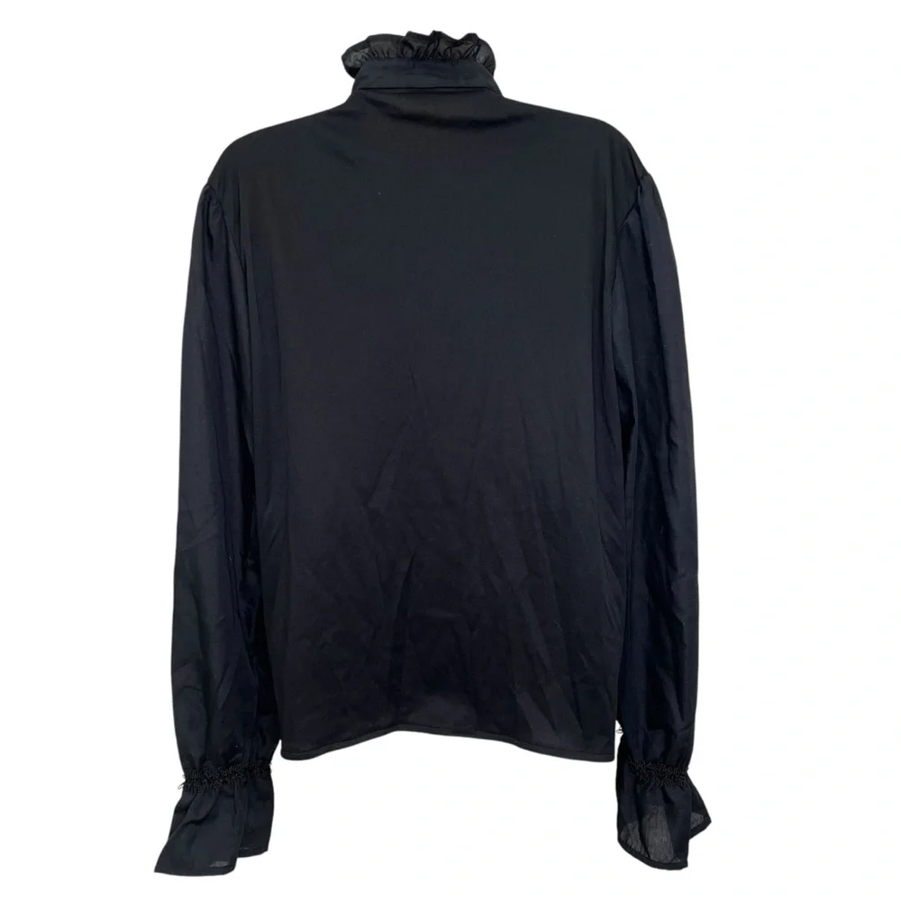 Spirit Halloween Vampire Costume Black Ruffled Victorian Shirt Men’s Medium - Picture 4 of 7